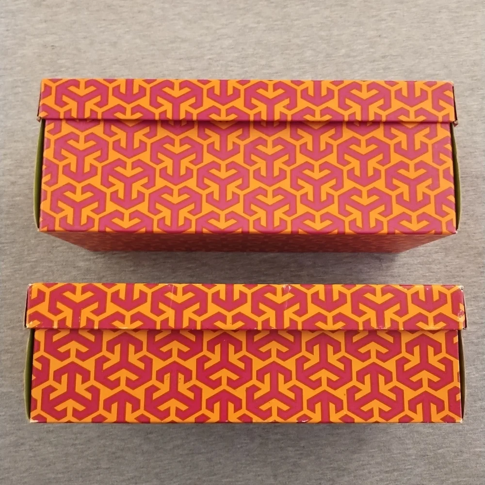 Two Tory Burch Shoe Boxes With Bold Geometric Designs - Empty